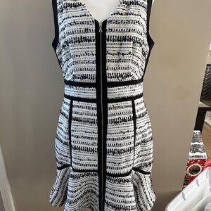 Rebecca Taylor Black and White Textured Midi Dress